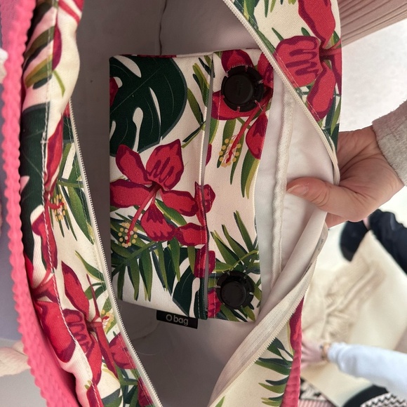 O bag beach pink and natural with floral insert - Picture 7 of 7